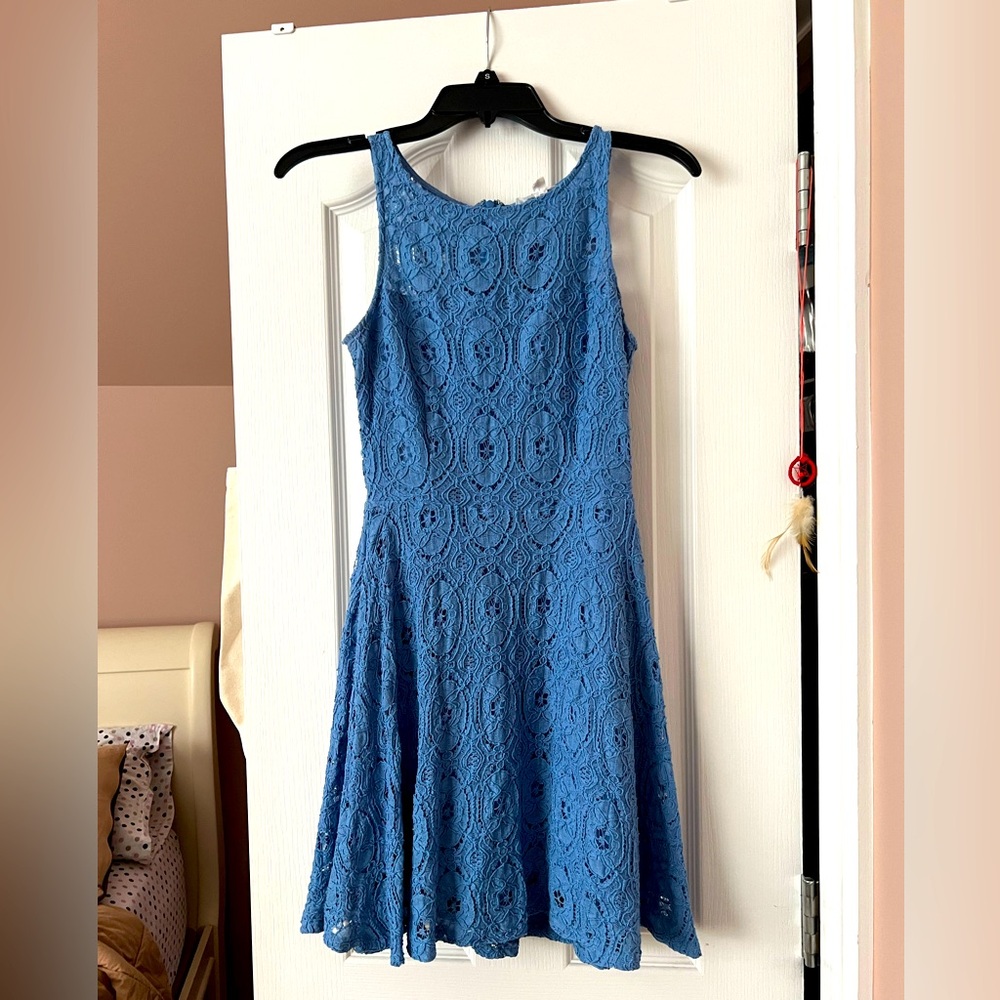 Blue lace a-line dress
